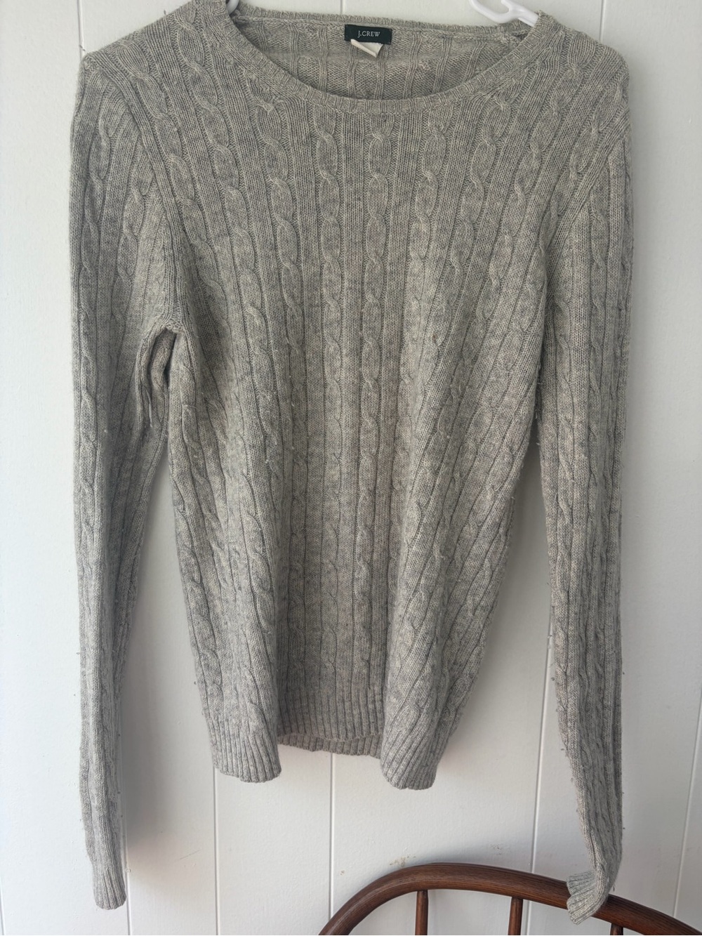 J crew cable knit sweater gray